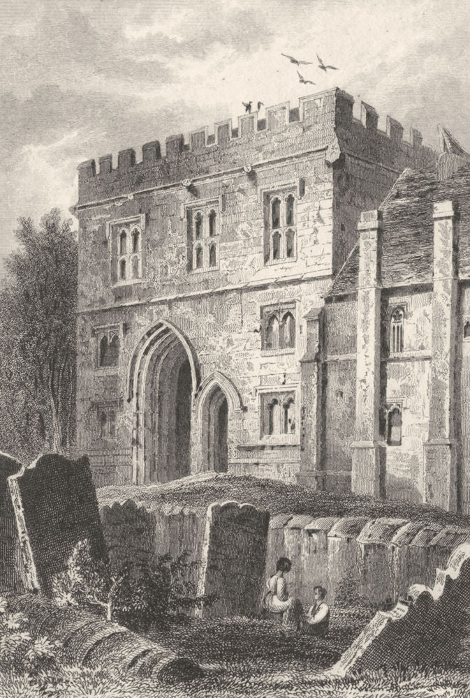 KENT. College Gateway, Maidstone. (Bartlett) 1828 old antique print picture